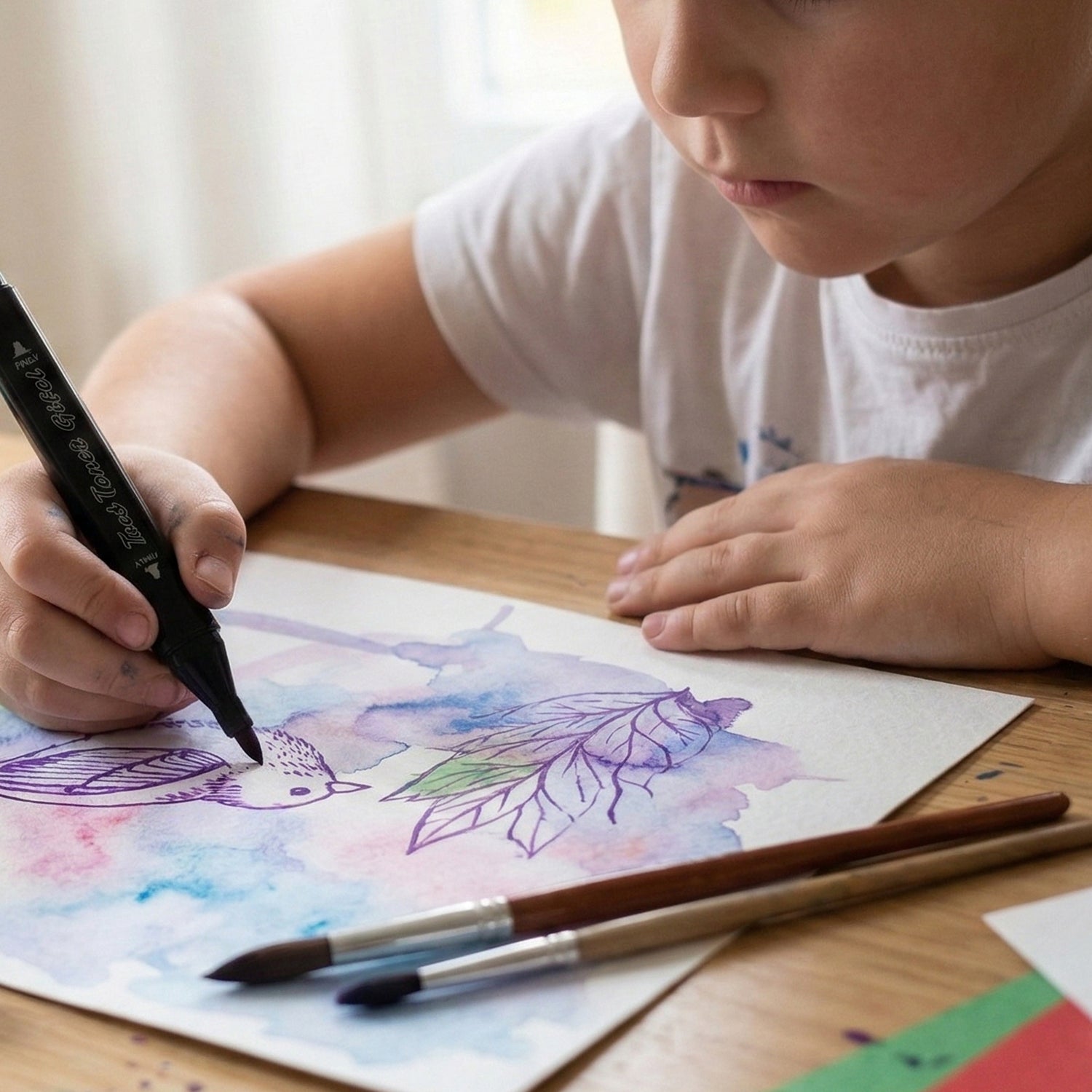 Bright colored watercolor markers for illustration and calligraphy