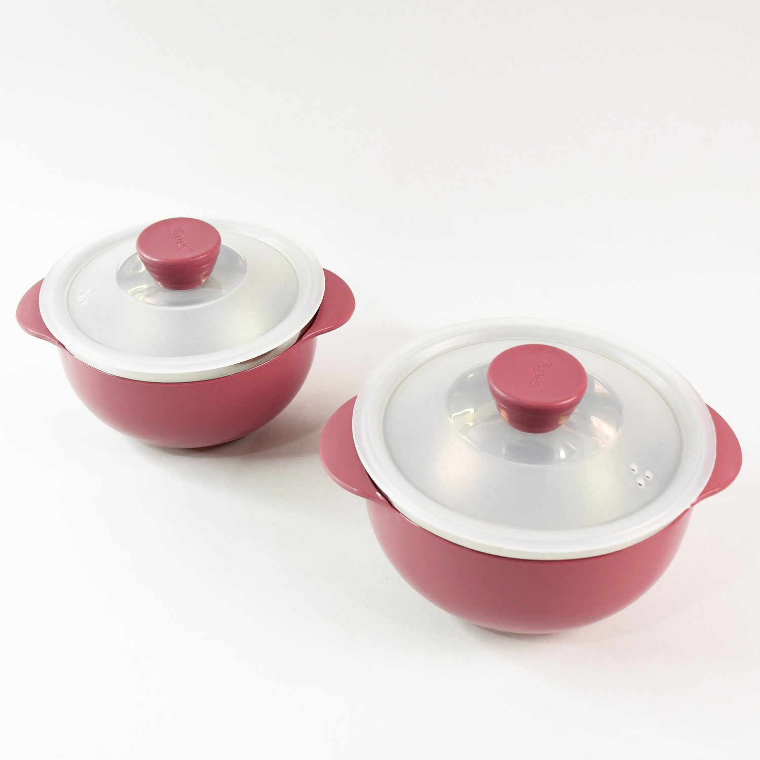 Durable plastic serving bowl set with pastel-colored airtight lids