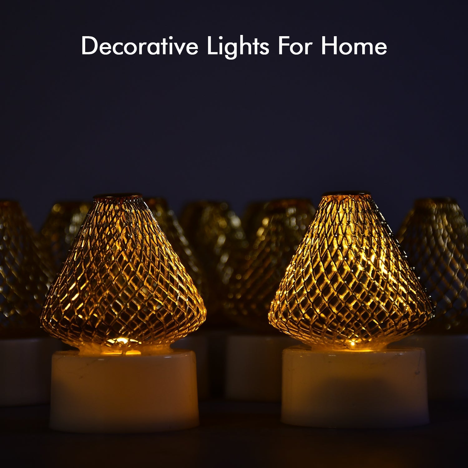 Elegant arrangement of safe decorative LED tea light candles for home event lighting.