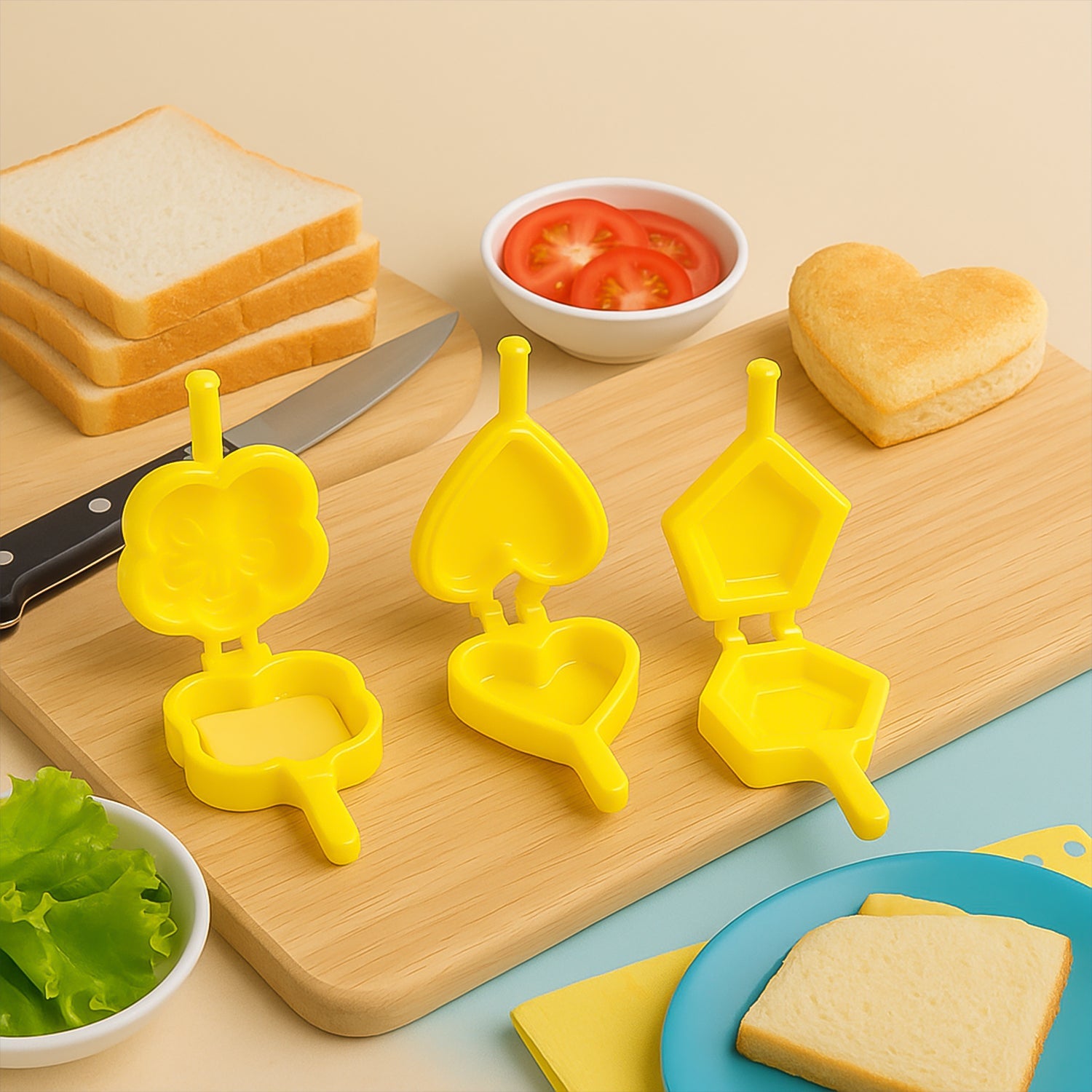 Baking essentials plastic cookie mould set featuring heart and star shapes