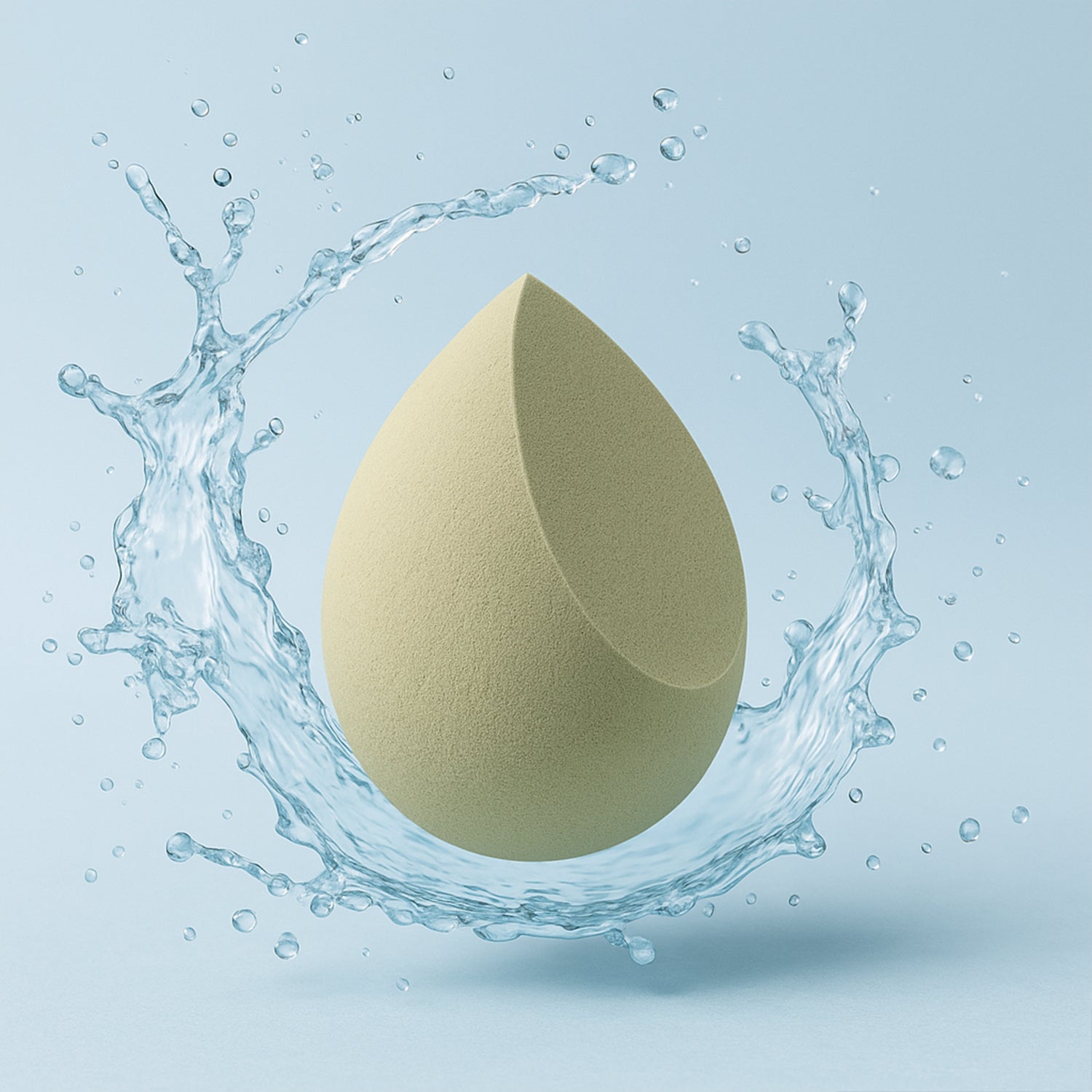 Person applying foundation with the multicolor BeautyBare makeup sponge.