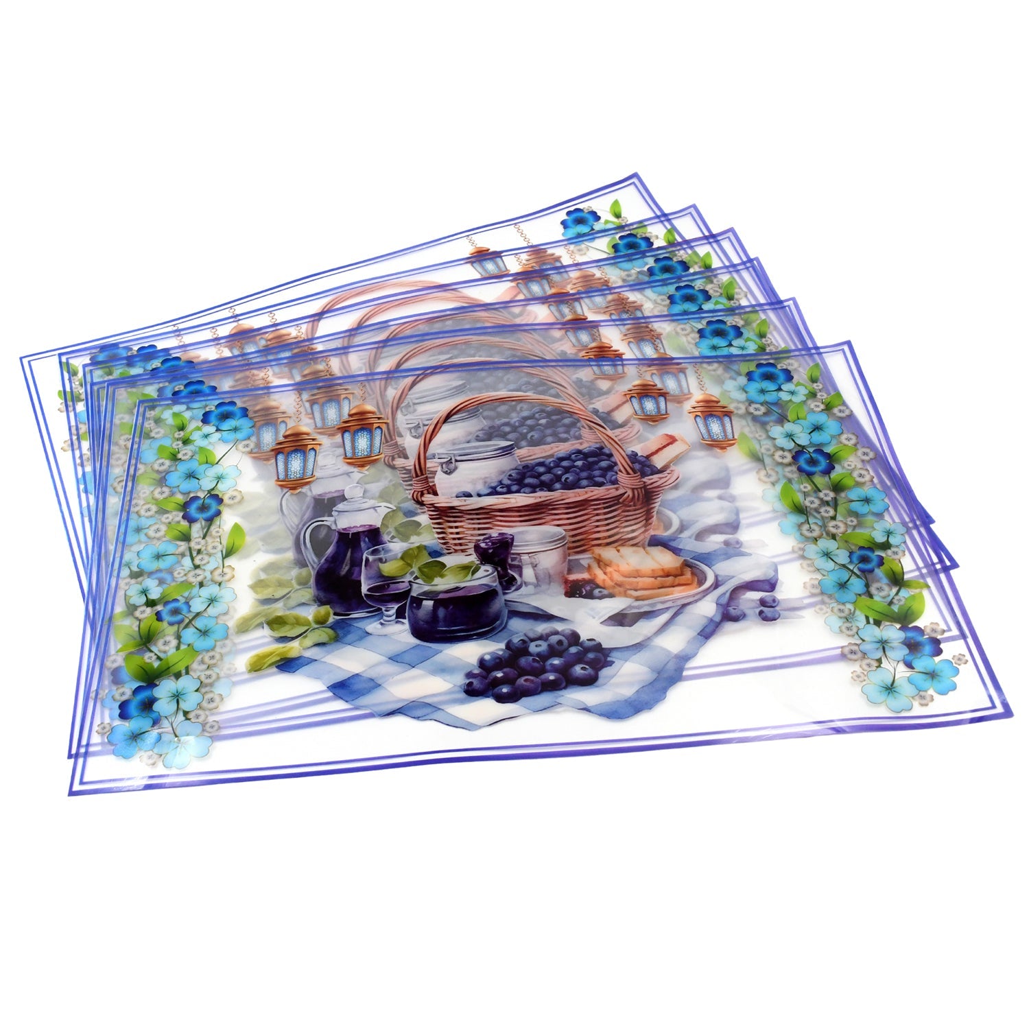 Bright and colorful dining table placemats arranged neatly for a festive look.