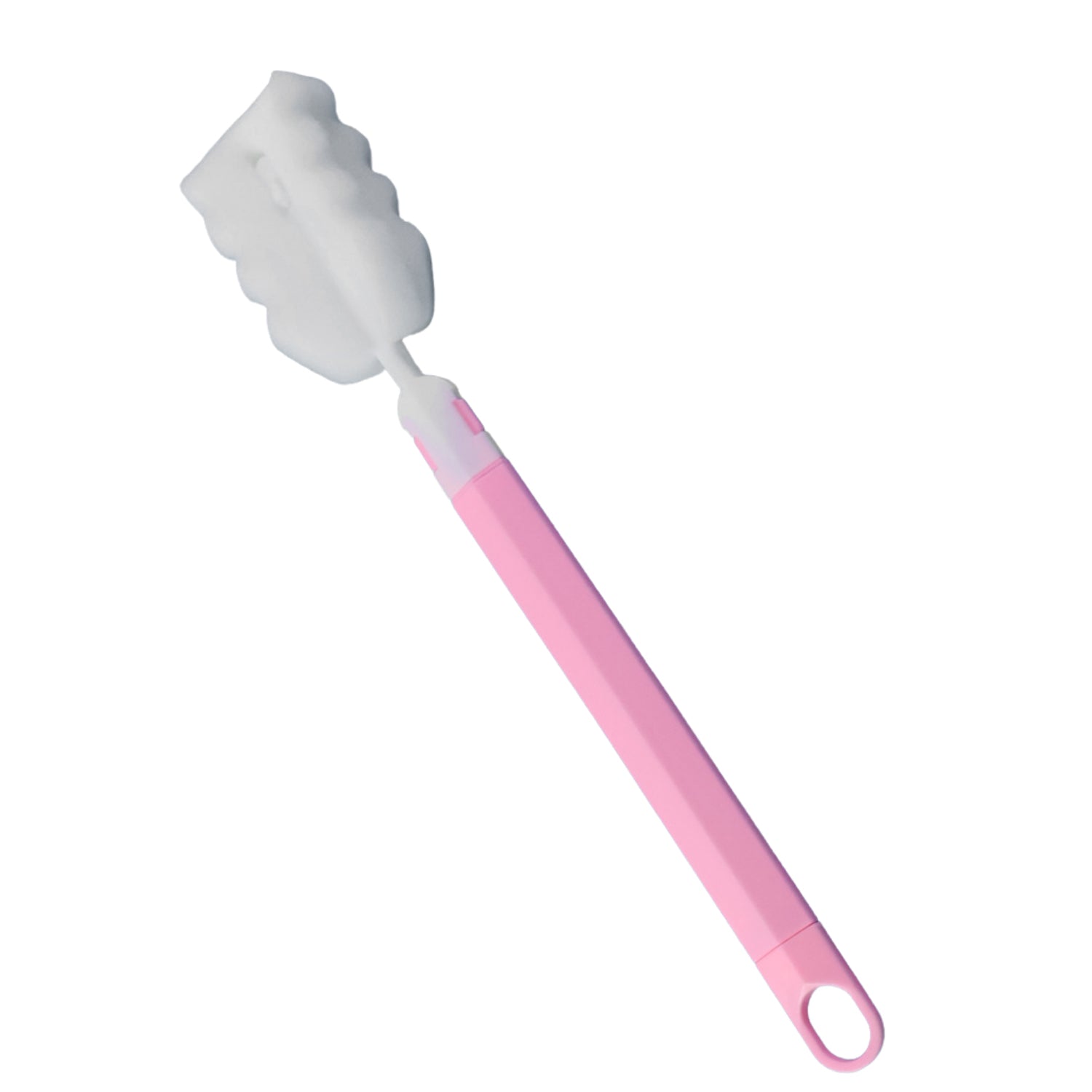 Bottle cleaning brush with ergonomic handle and hanging loop