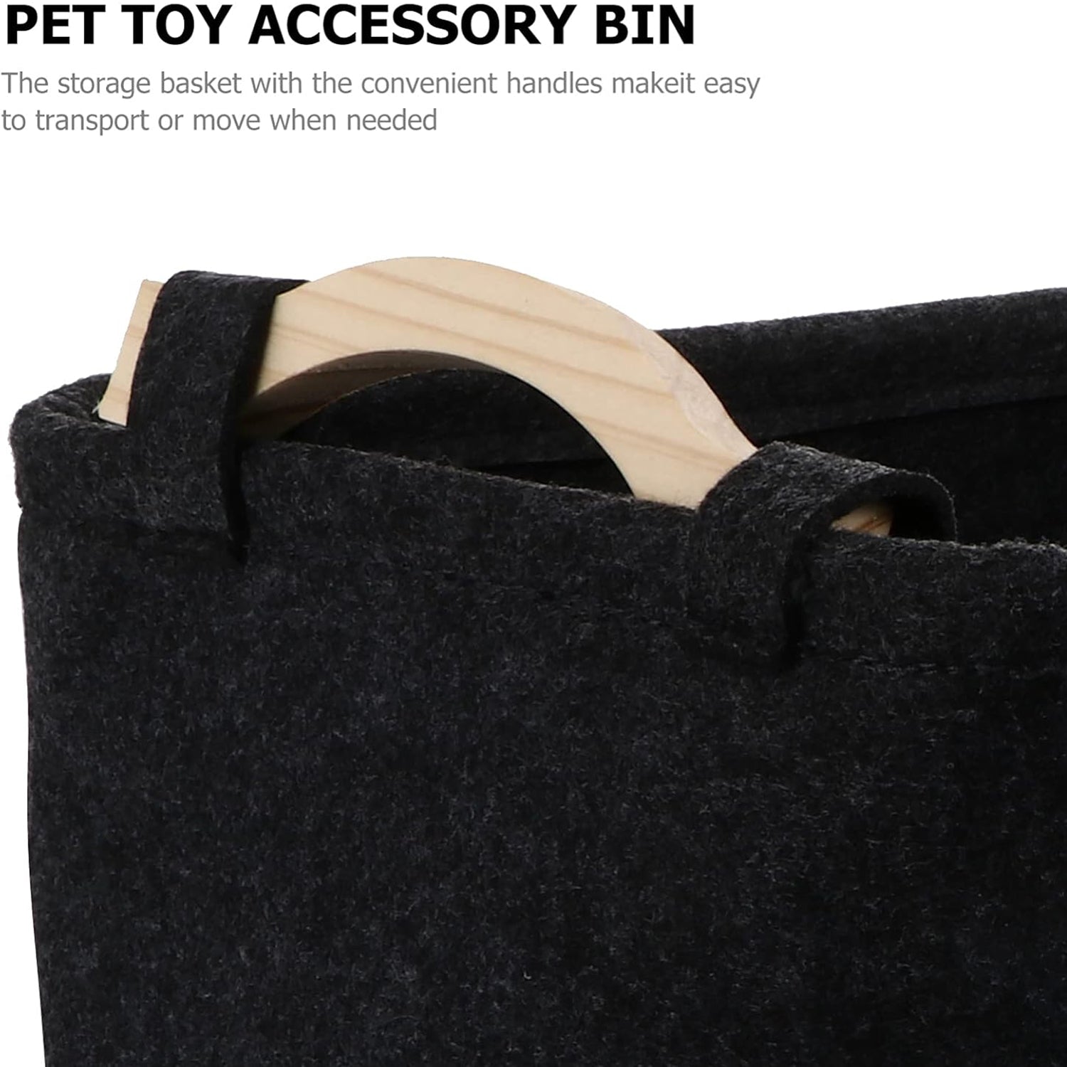 Organized dog toys and accessories neatly stored inside the pet toy storage basket.