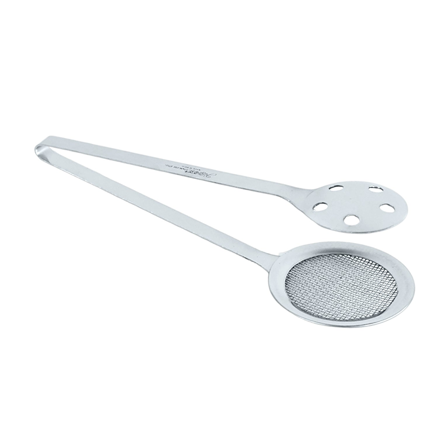 Multipurpose stainless steel lifter and strainer tong designed for kitchen tasks