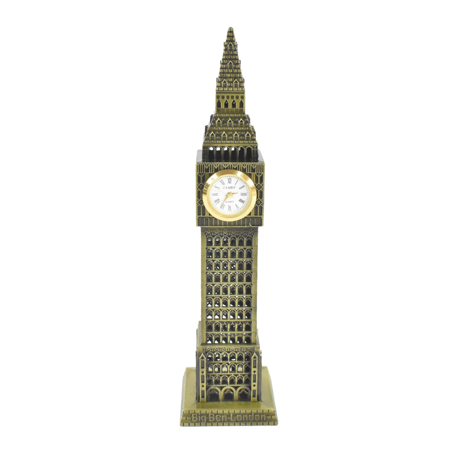 Big Ben miniature metal statue placed elegantly on a desk as home decor