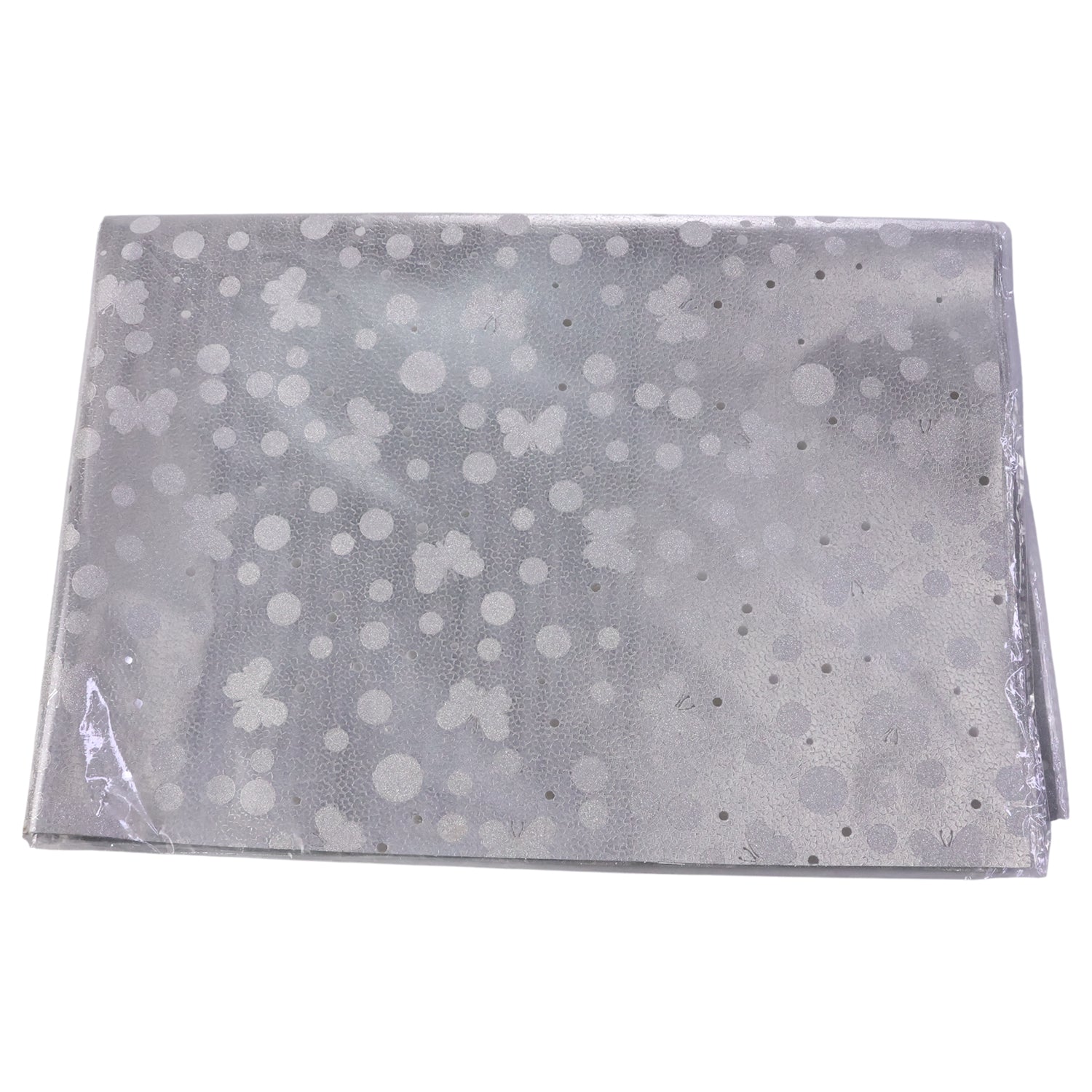 Premium quality silver gift wrapping paper sheets stacked neatly