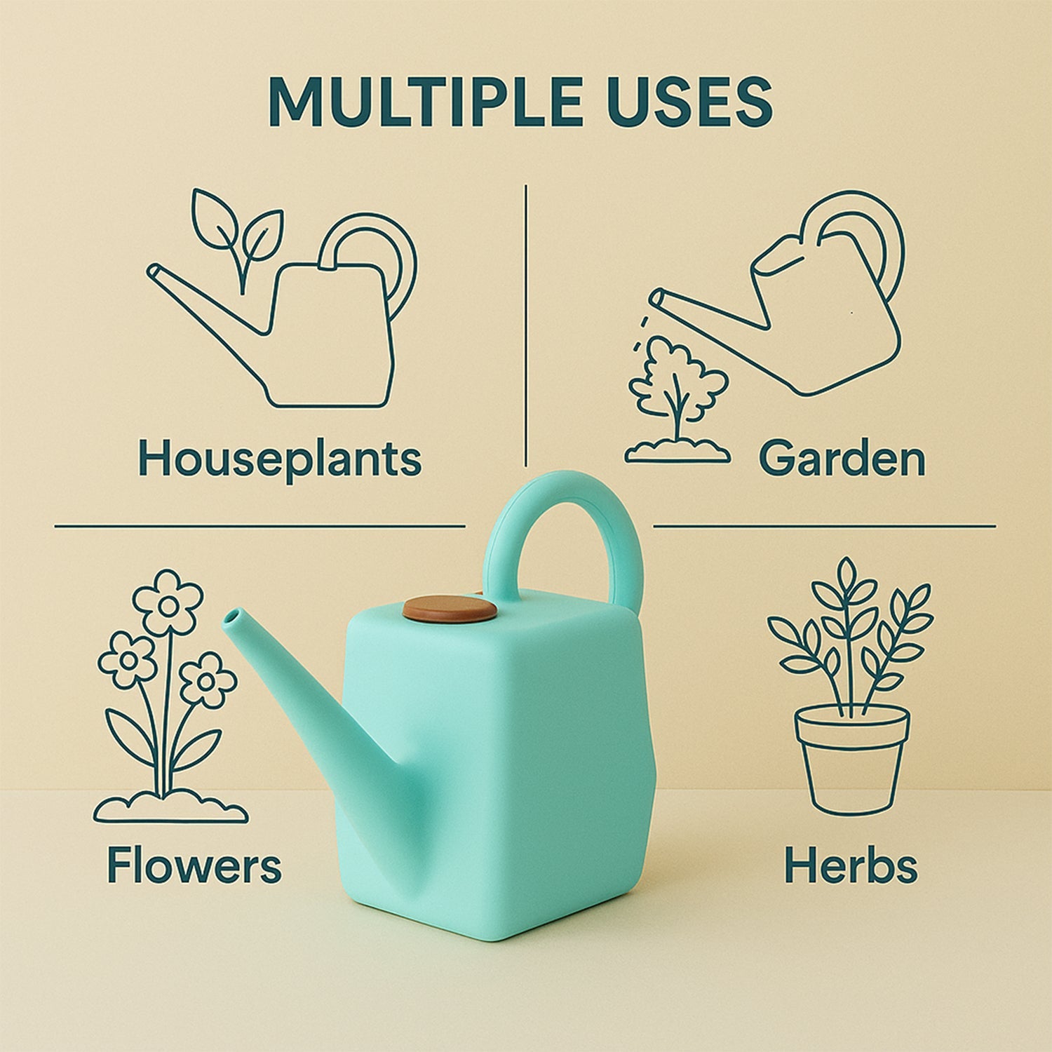 Dura can gardening watering jug with long spout and ergonomic handle