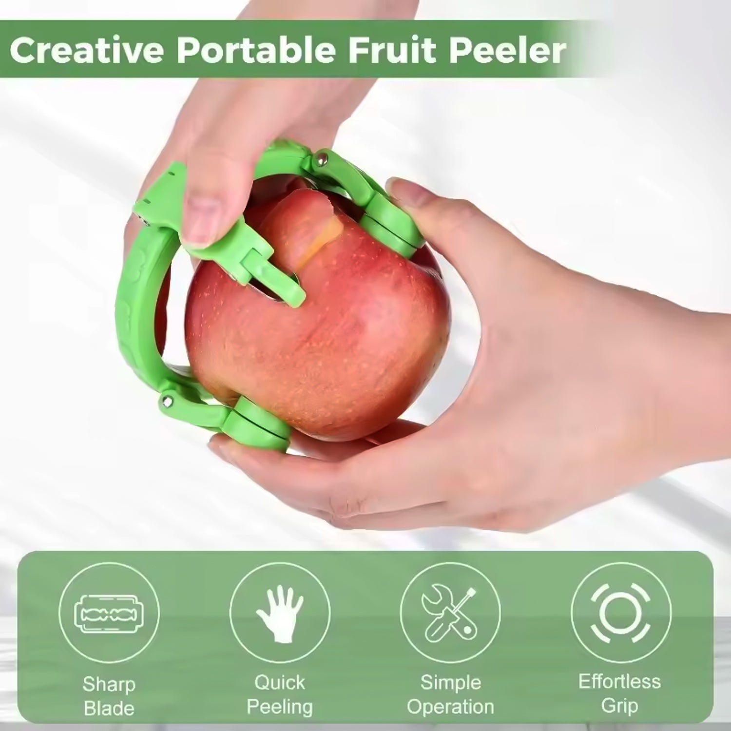 Apple cutter with holder ring for stable fruit peeling