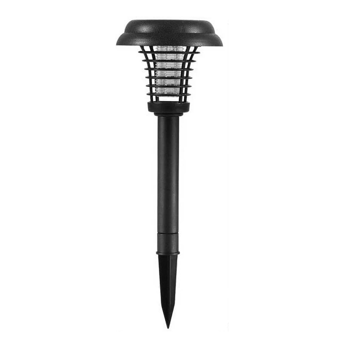 Ground stake solar bug zapper light for outdoor mosquito control