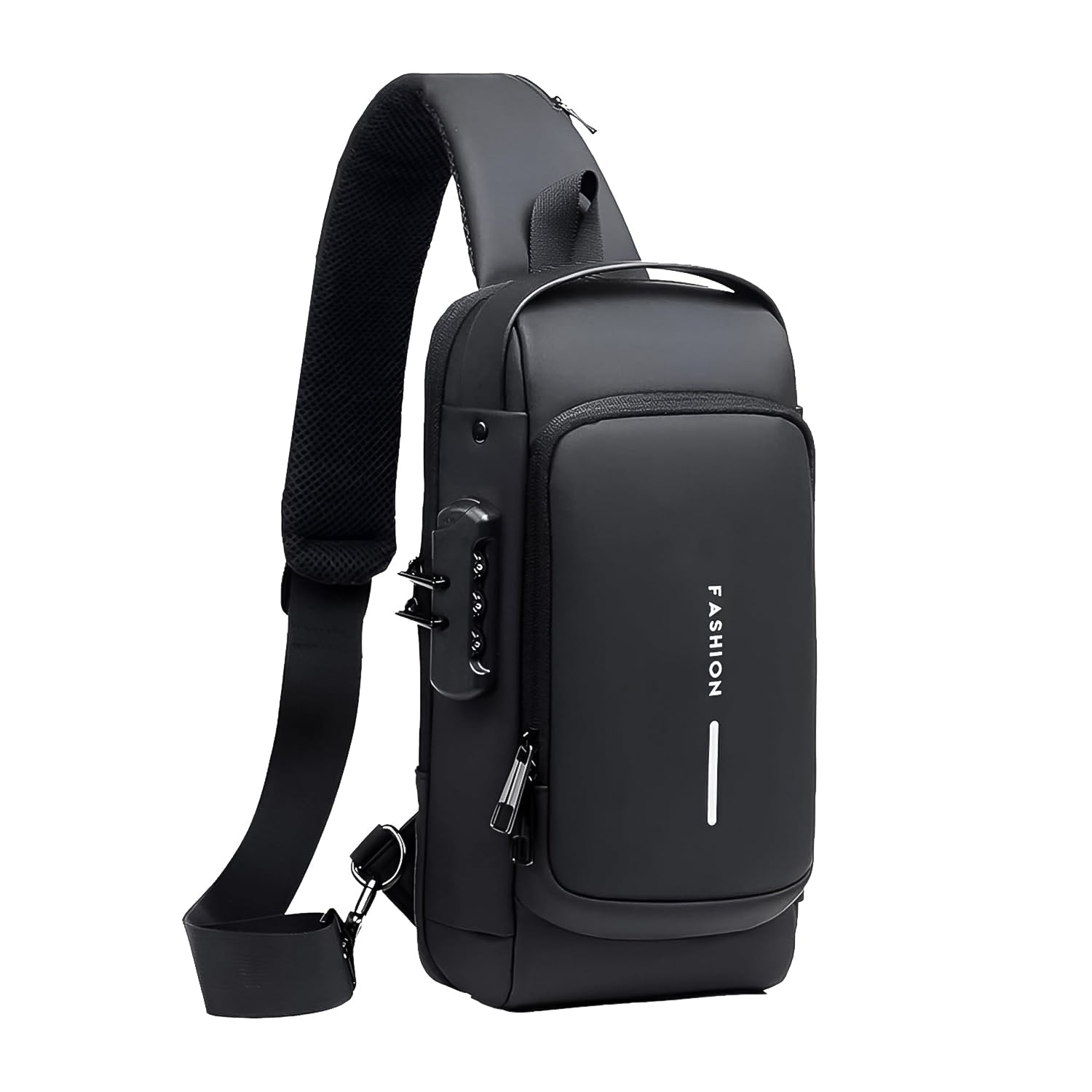 Side view of adjustable anti-theft sling bag showcasing padded strap design