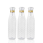 Detail shot of the diamond pattern on a child's water bottle, spill-proof lid visible.