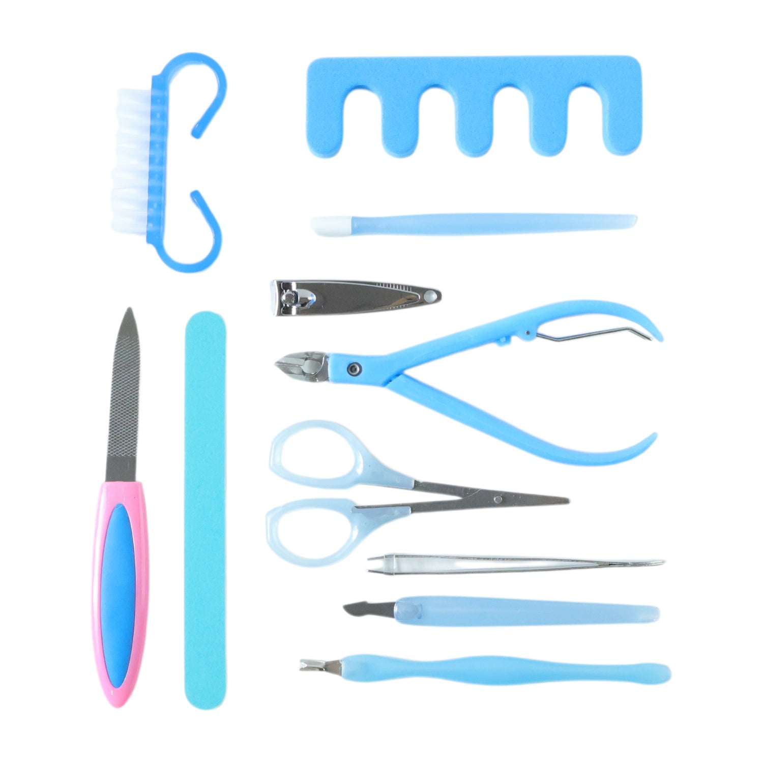 Manicure pedicure nail care kit with cuticle nipper and foot separator