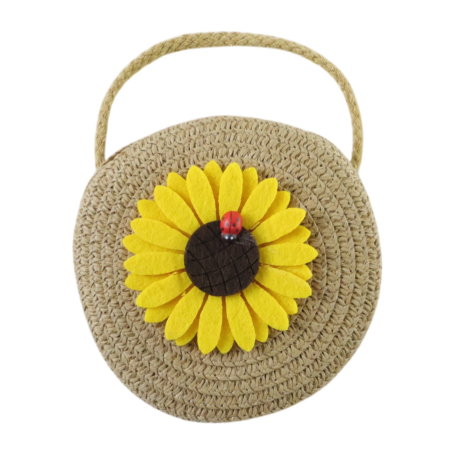 Woven mini crossbody bag with sunflower motif