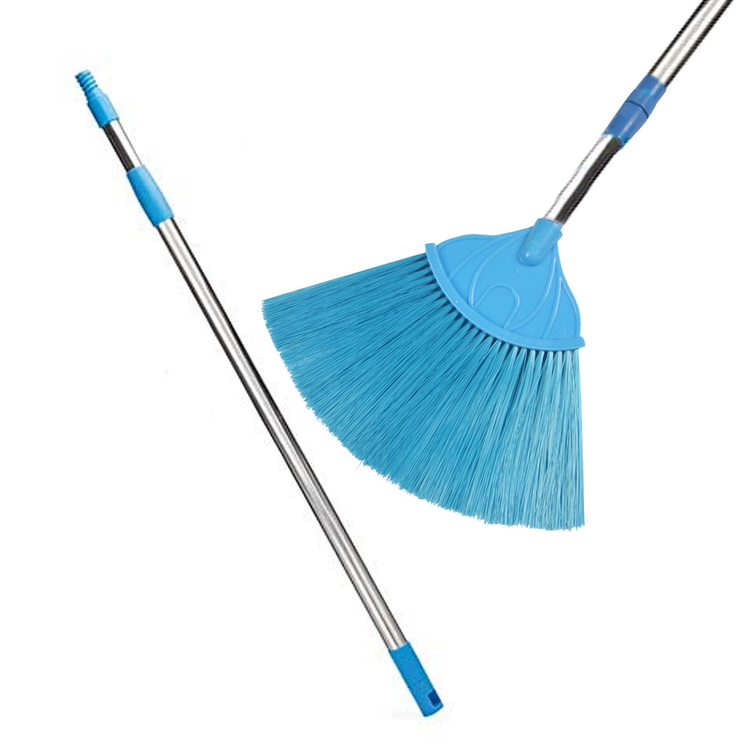 Grey extendable duster with a long handle for high reach cleaning.