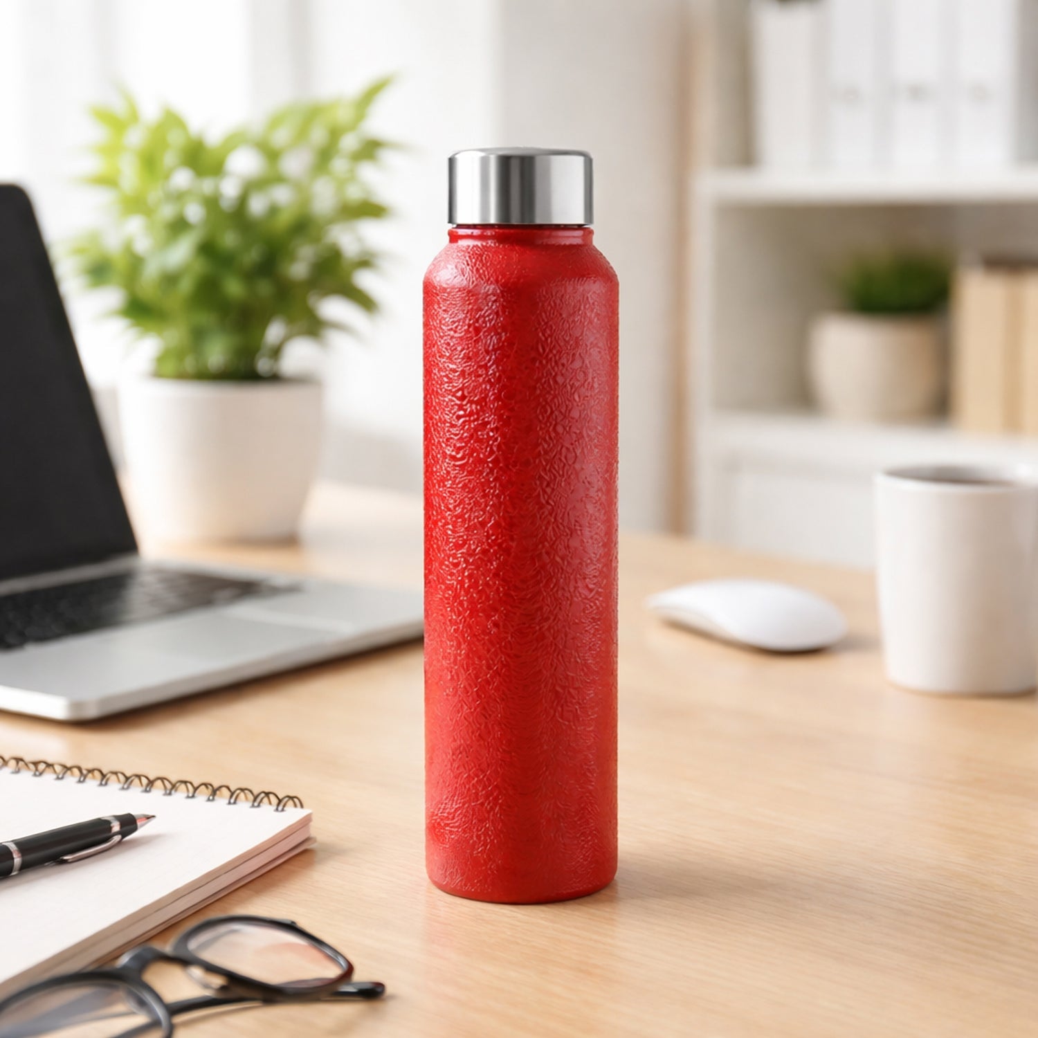 Leakproof red stainless steel water bottle for travel and office
