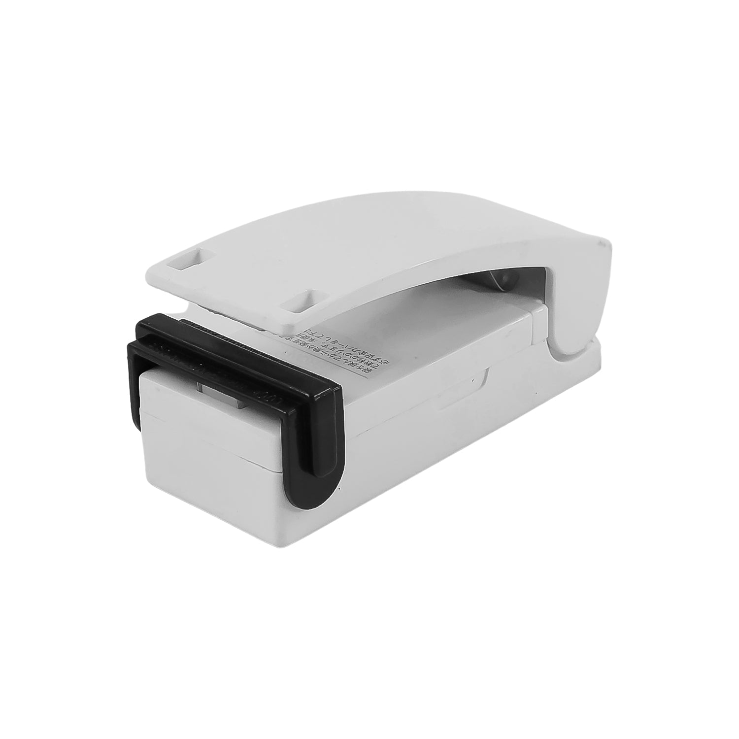 Close-up of plastic bag sealing by a handheld mini heat sealer