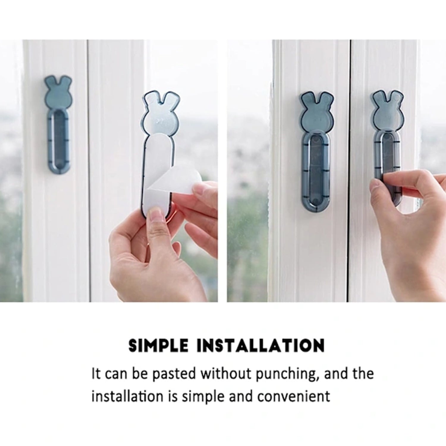White door fitted with self-stick push pull helper door handle