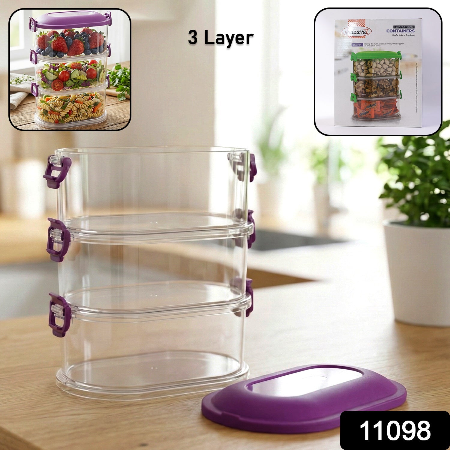 Close-up of airtight locking lids on food storage container set