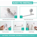 Self-adhesive towel rod positioned near shower for hand towel drying