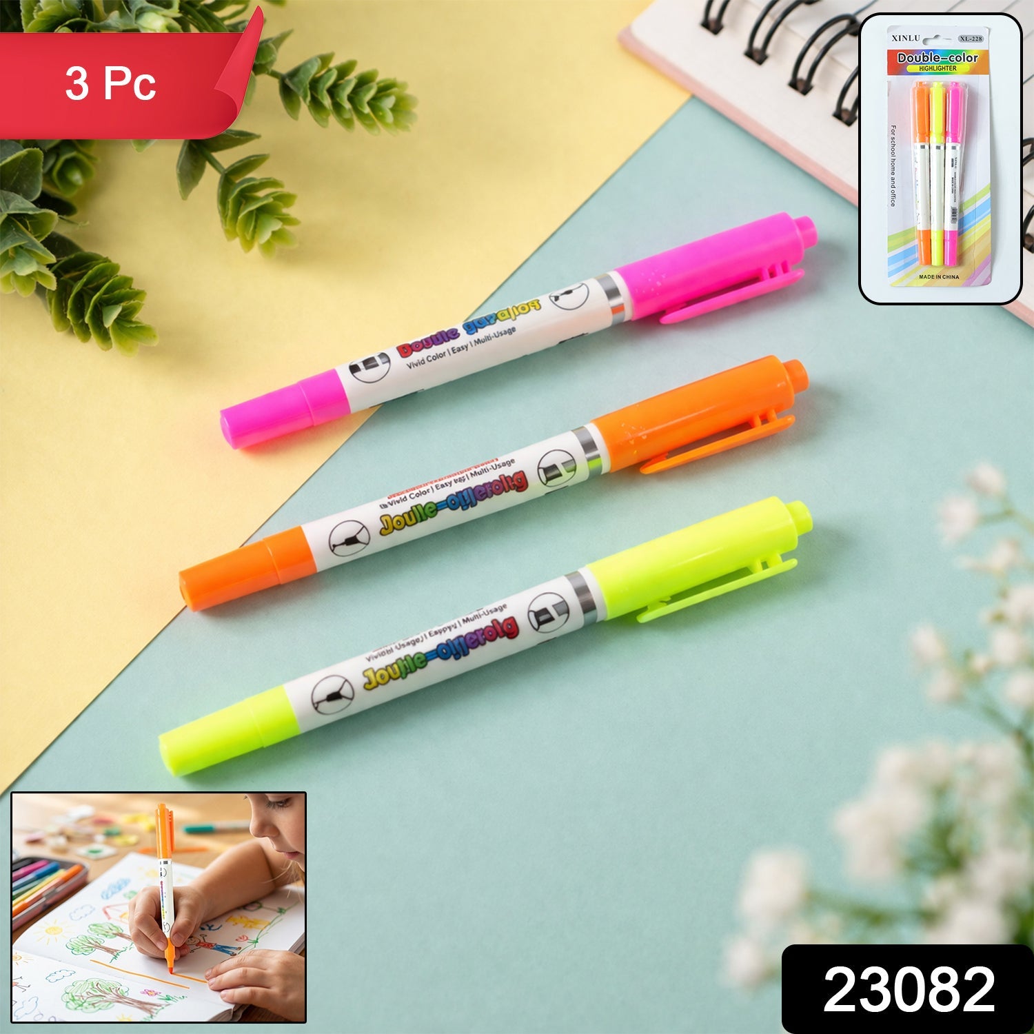 double color highlighter pens in bright neon shades