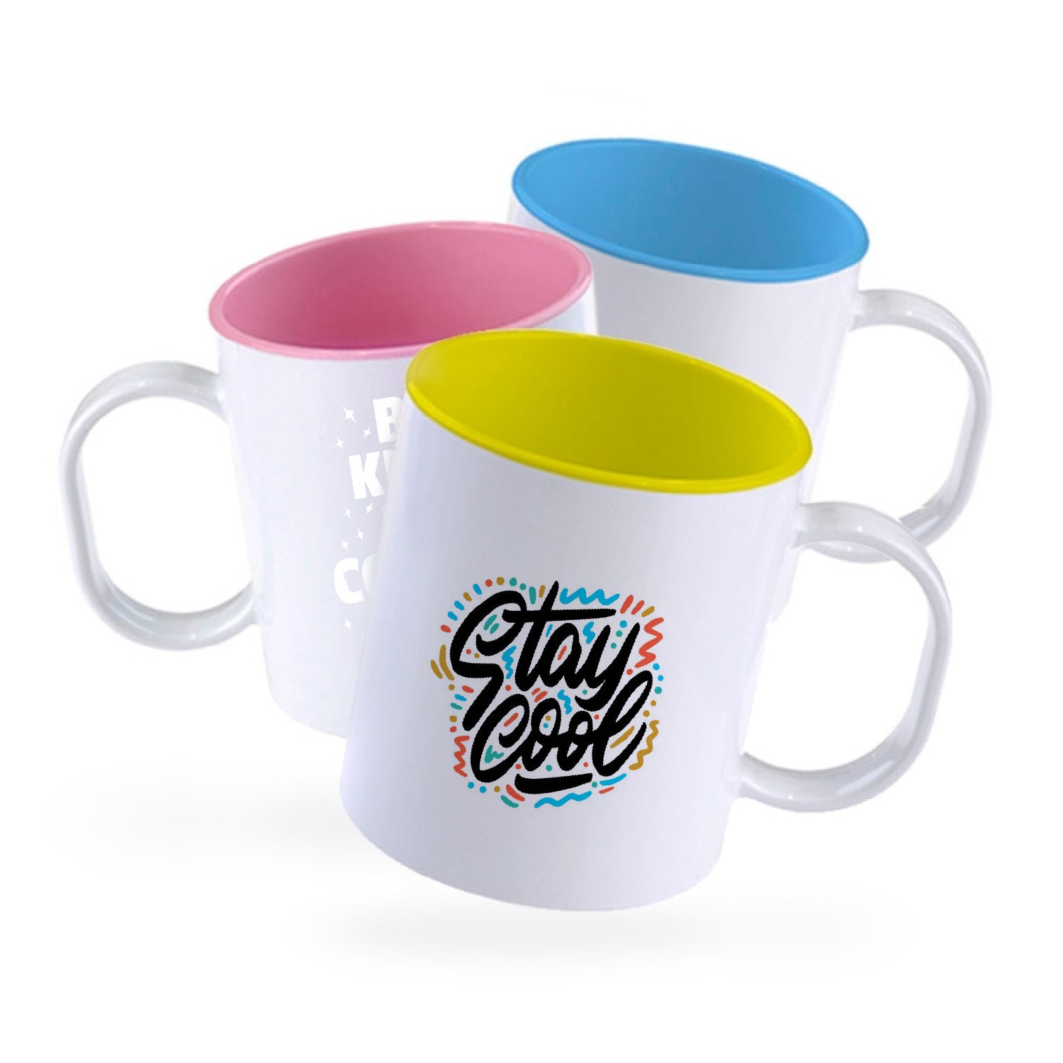Hand-held mixed design ceramic mug, showcasing its ergonomic handle.