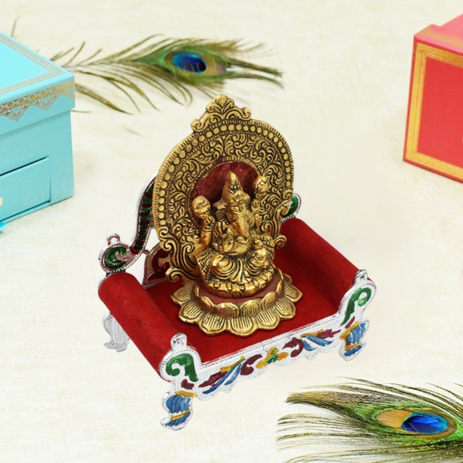Large Bal Gopal Singhasan for displaying divine idols in a puja room.