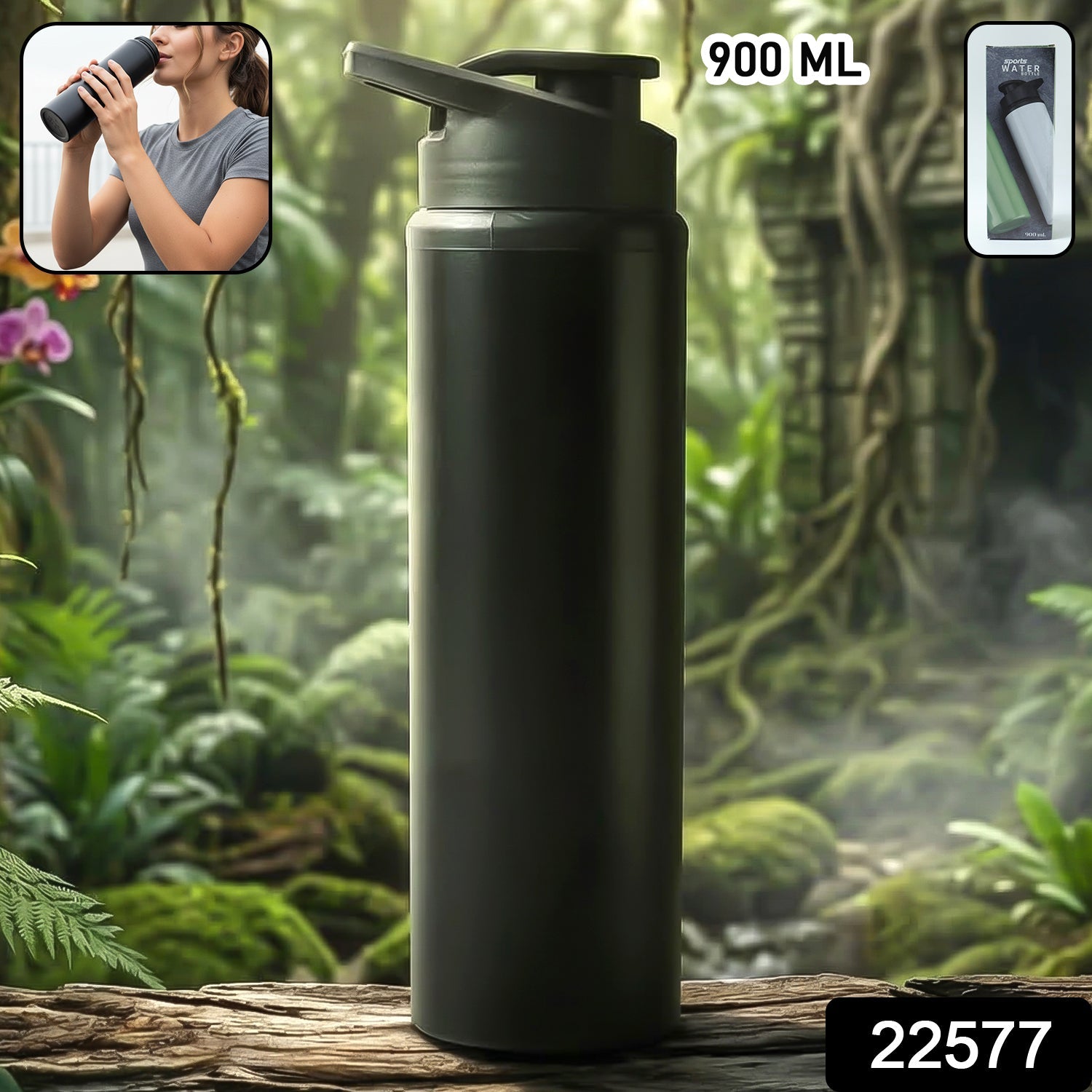 Portable stainless steel water bottle with handle for travel and daily use