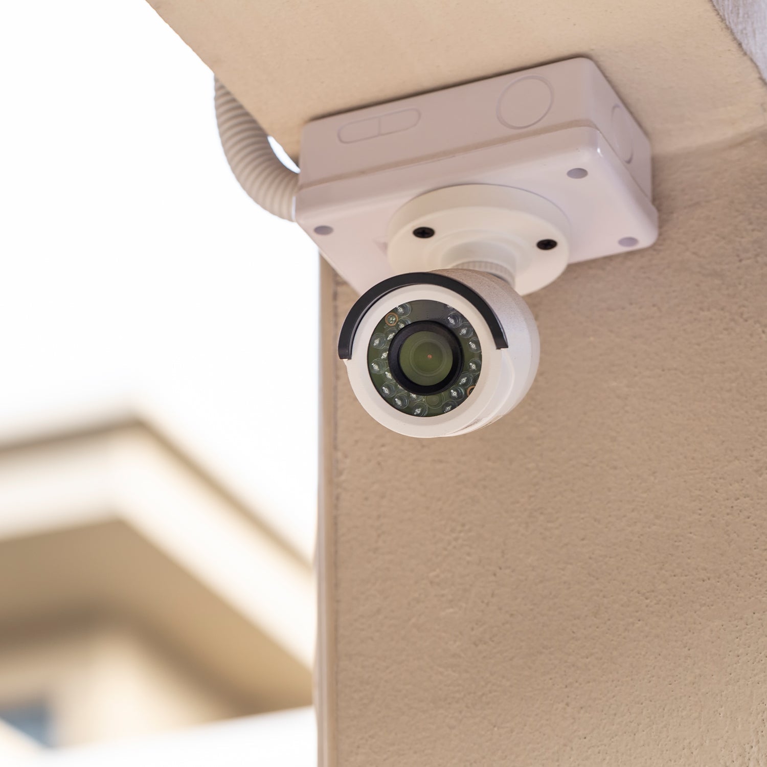 Front view of the camera mounting box, highlighting its robust construction.