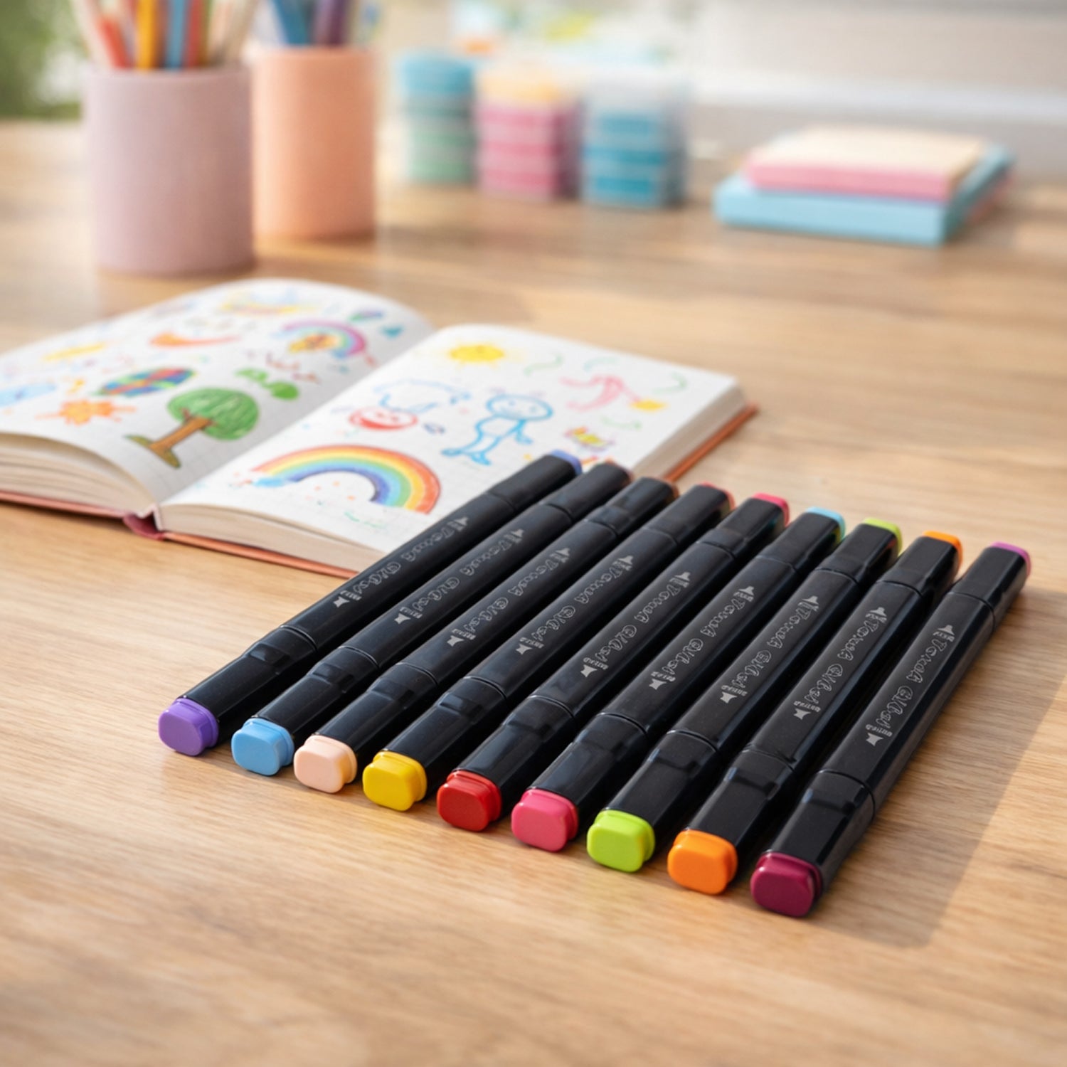 Watercolor brush tip markers designed for detailed art projects
