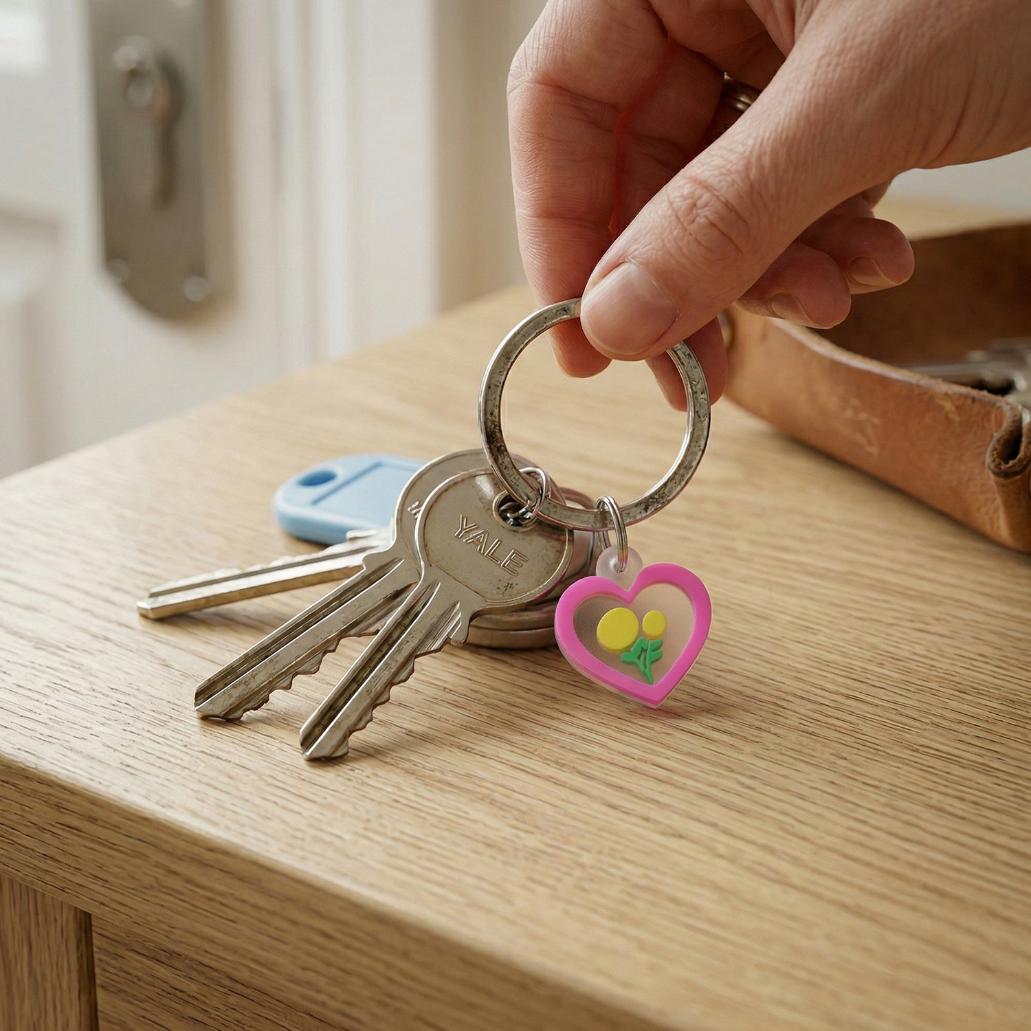 Cute Heart Flower Design Bag Charm Keychain Set (10 Pc)