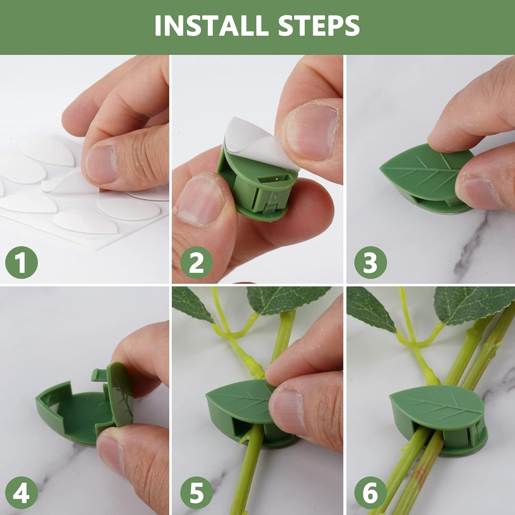 0311  Plant Climbing Wall Fixture Clip Self-adhesive Hook Vines Traction Invisible Stand Green Leaf Plant Clip Garden Wall Clip Plant Support Binding Clip Plants For Indoor Outdoor Decoration (30 Pcs Set)