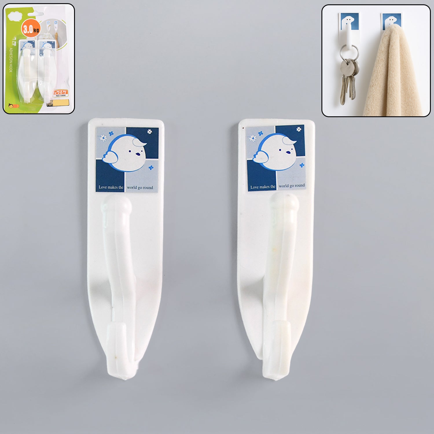 Multipurpose Strong Hook Self-adhesive Hooks For Wall Heavy Plastic Hook Sticky Hook Household For Home  Decorative Hooks Bathroom  All Type Wall Use Hook  Suitable For Bathroom Kitchen Office