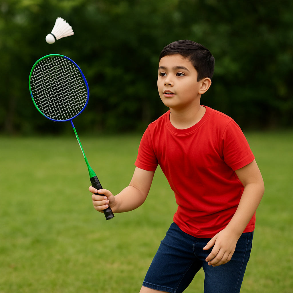 2 Pc Lightweight Kids Badminton Racket Set With Carry Bag