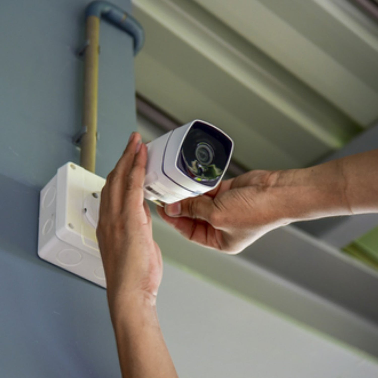 Weatherproof camera mounting box offering secure protection for outdoor use.
