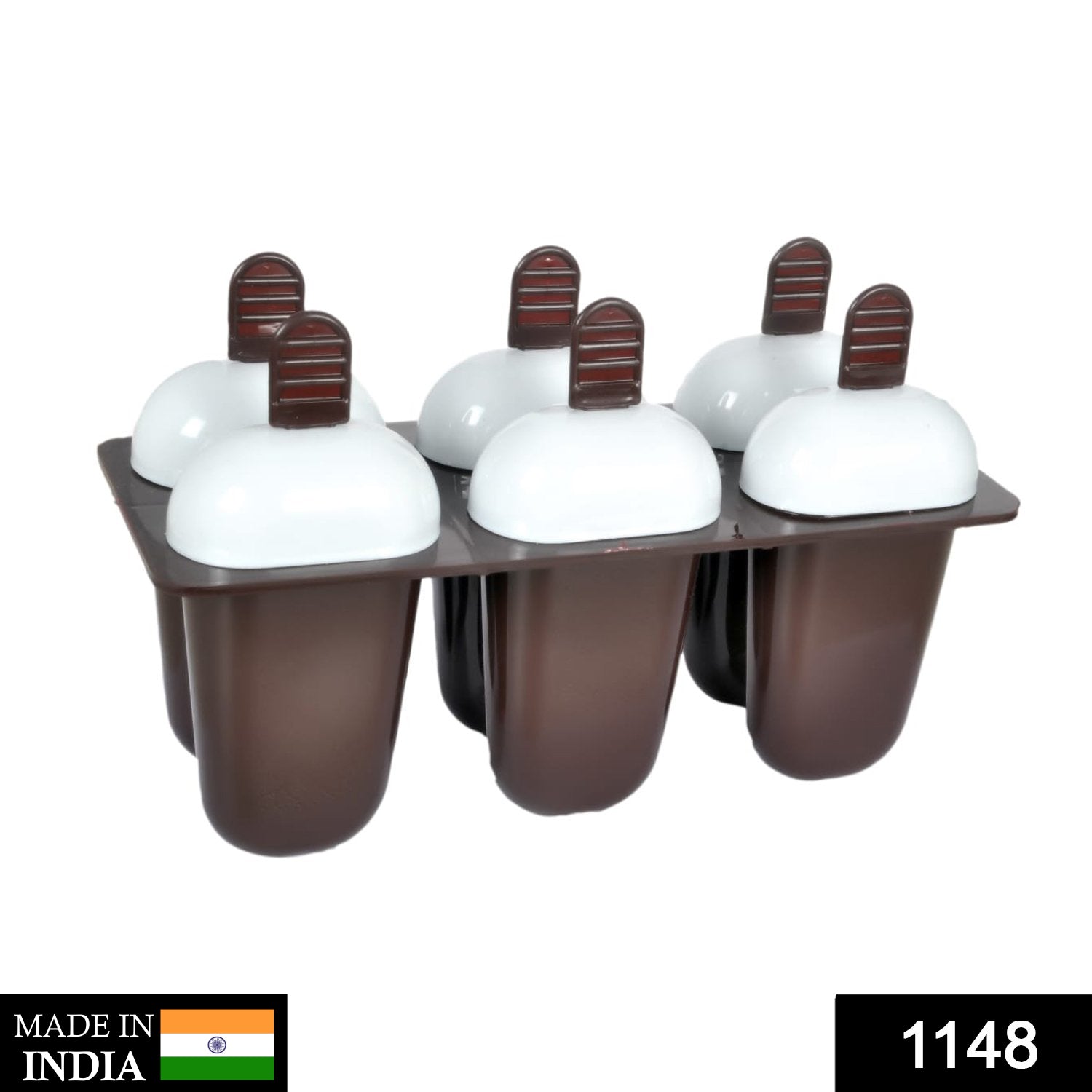 Top view of the Kulfi Maker set with six vibrant, empty molds.