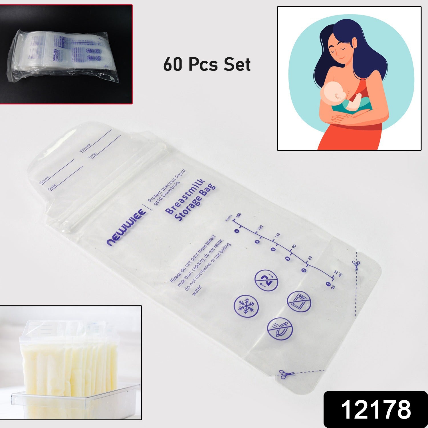 A stack of FERVENT Breastmilk Storage Bags, emphasizing their compact design for easy storage.