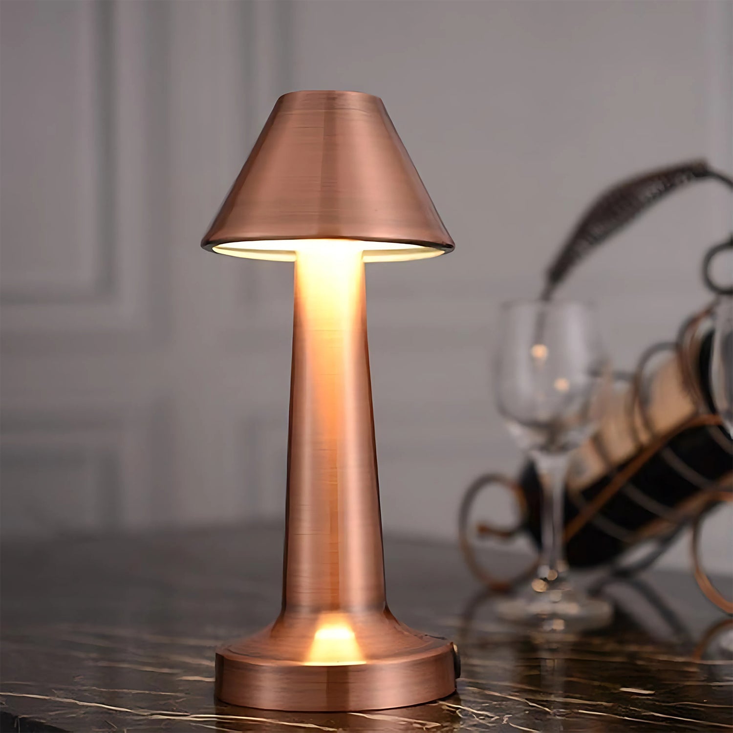 Elegant decorative desk lamp with touch control and warm LED light.