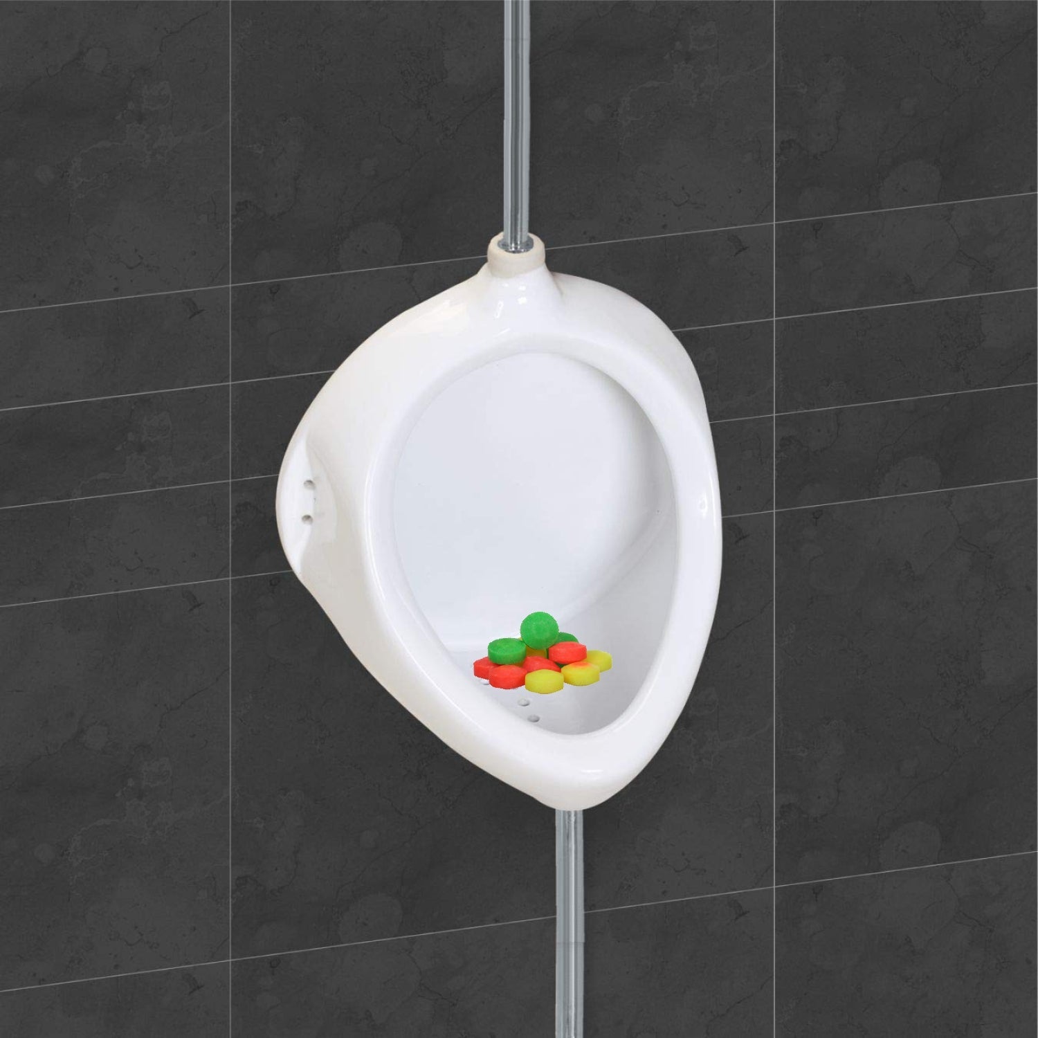 Pack of multicolor Urinal Cubes by Velvet Wipe for washroom freshness.