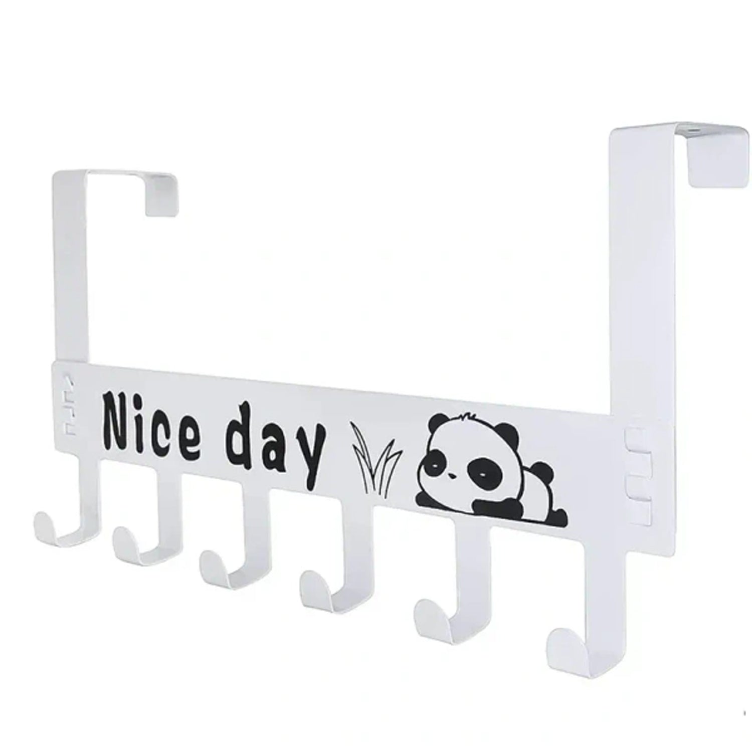 White over door hook hanger rack with 6 heavy-duty carbon steel hooks