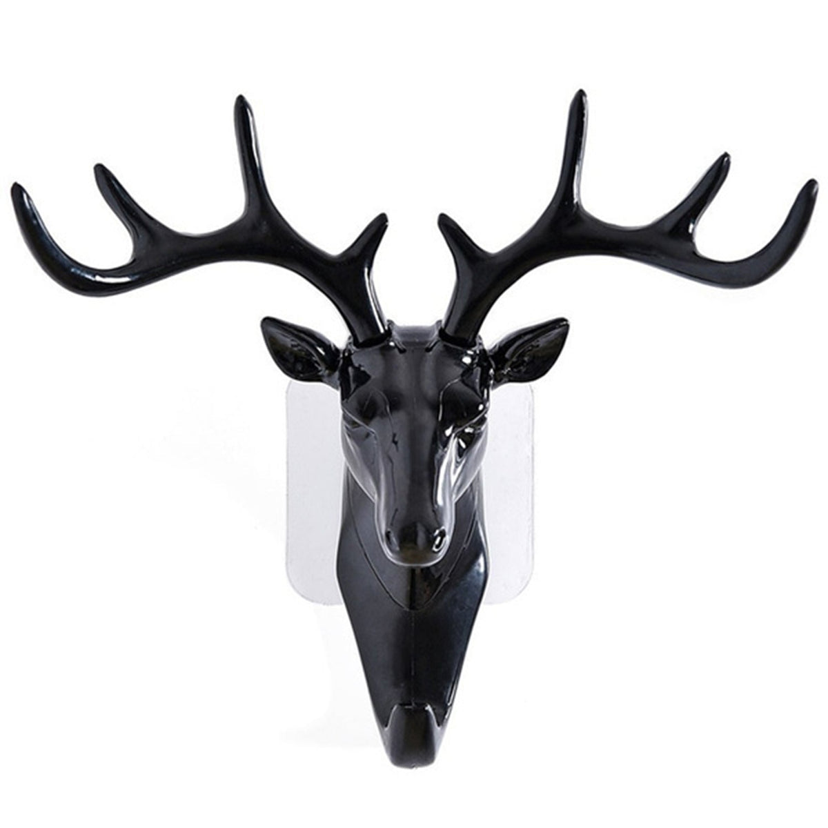 White deer head self-adhesive wall hook attached to a door, ready for use.
