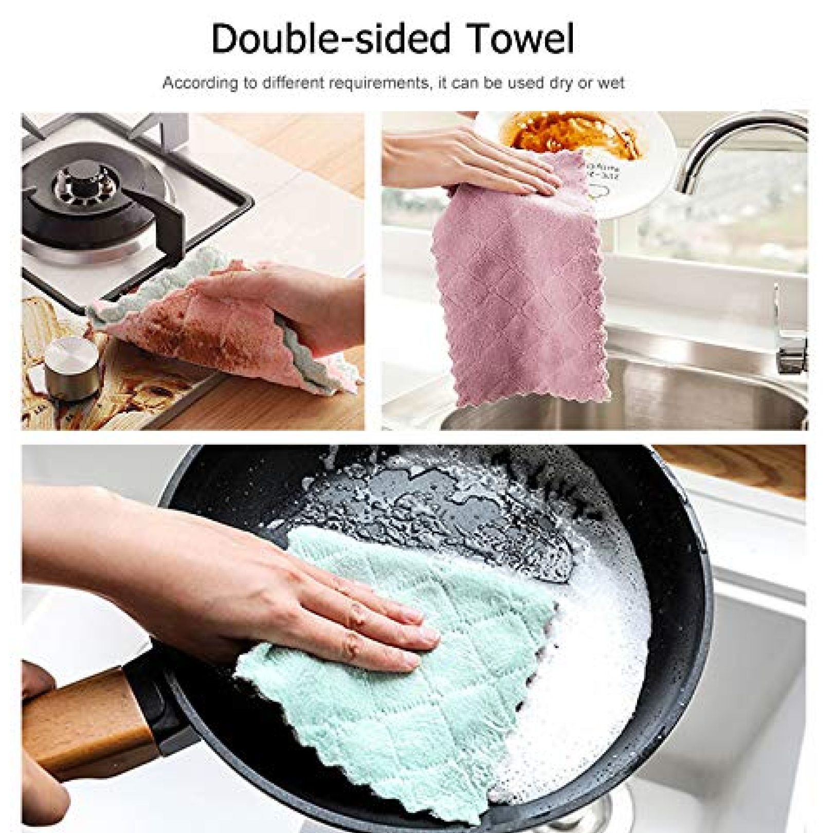 Highly absorbent multi-purpose kitchen cleaning towel unfolded.