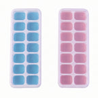 Multipurpose Plastic Ice Cube Tray With Lid (Pack Of 2 14 Grid Each)