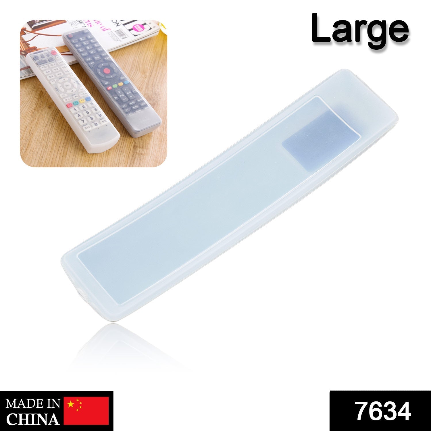 Snug-fitting silicone remote cover protecting a TV remote from drops.