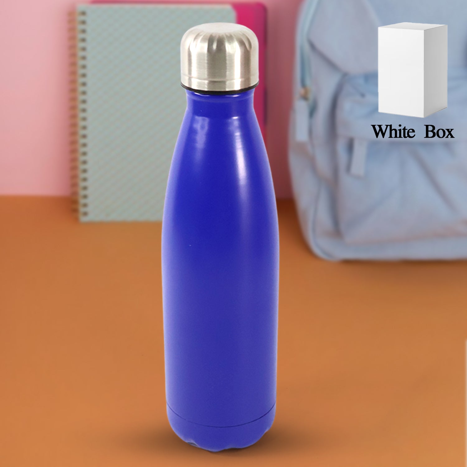 Stainless steel 400ml water bottle with aqua finish, lightweight and leak proof