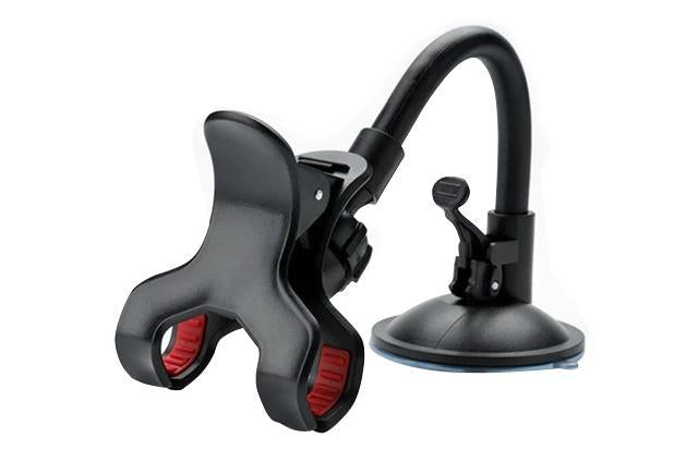 Adjustable long arm Car Phone Holder displaying multiple viewing angles.