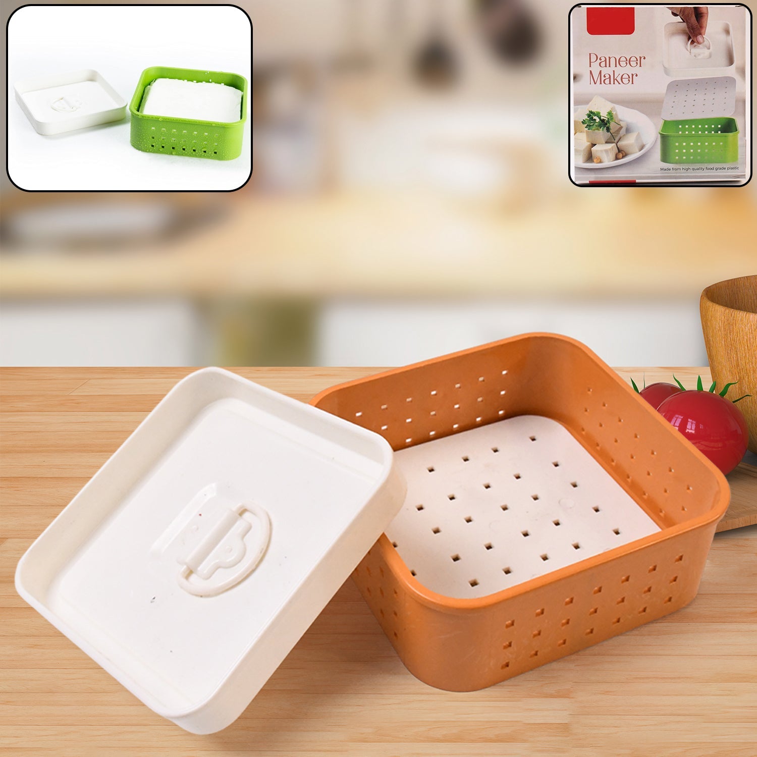 Square Paneer Maker by Bake & Dwell for crafting fresh homemade cheese.