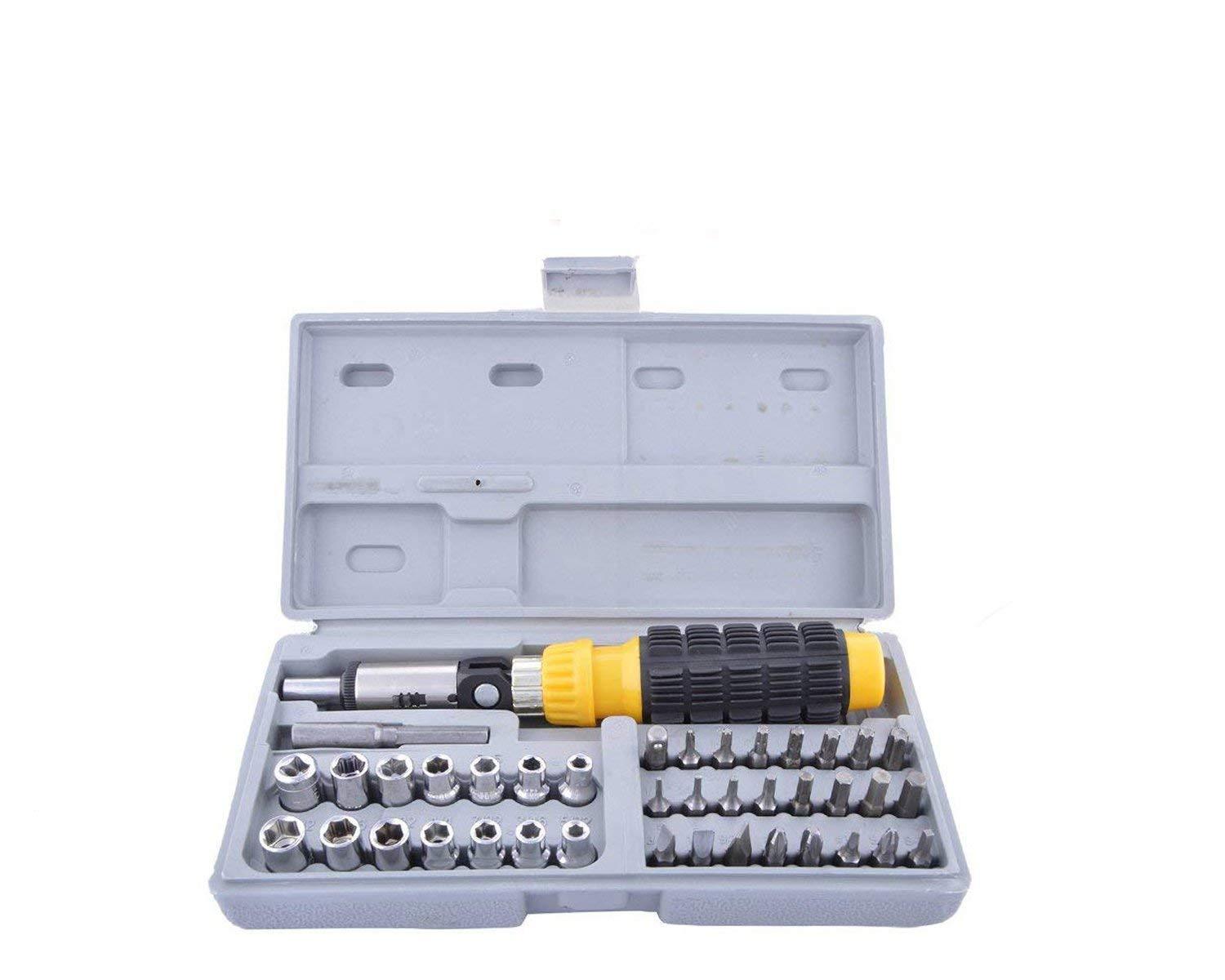 Assortment of 1/4" and 3/8" drive sockets from the versatile 41-piece tool set.