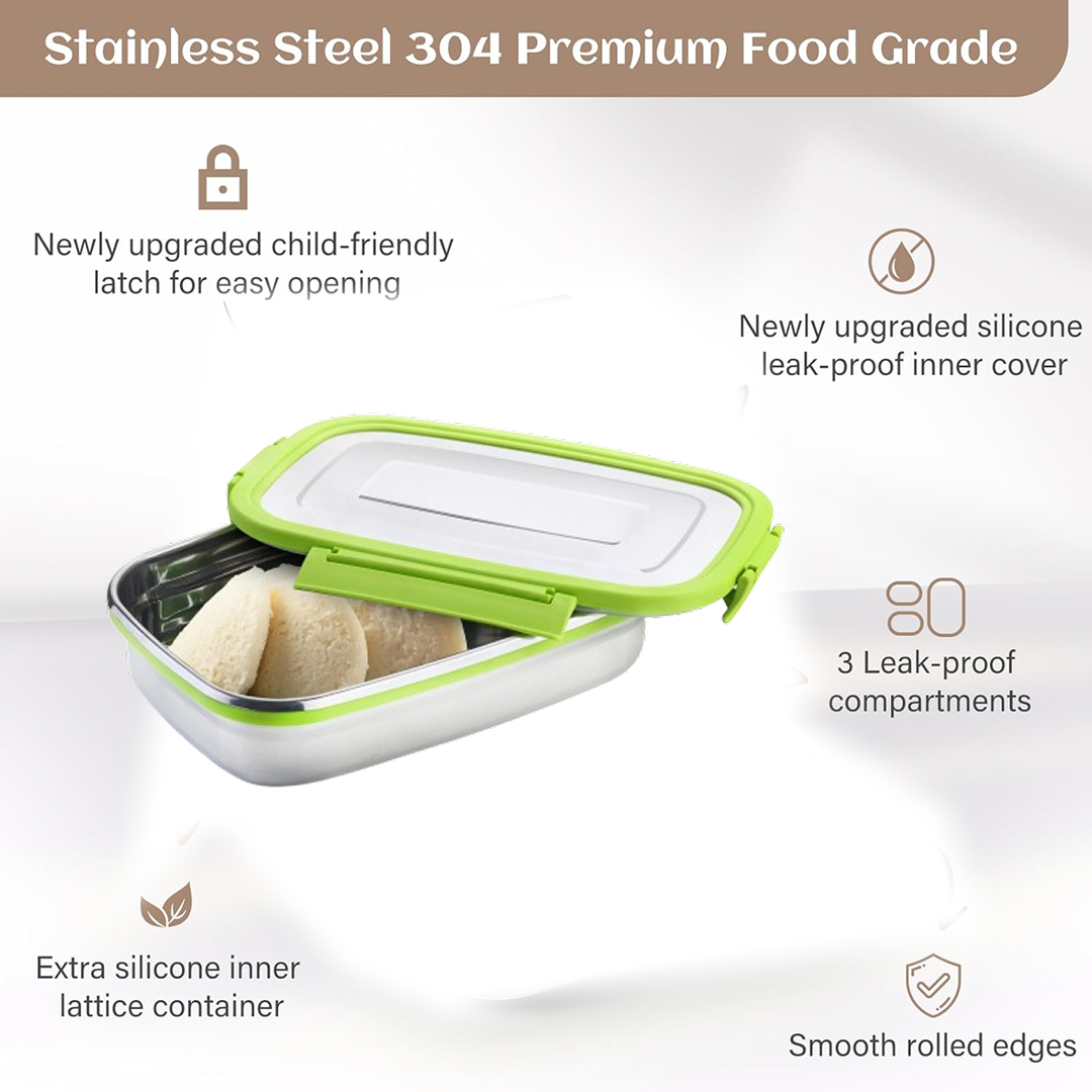 Close-up of the leak-proof containers within the Ganesh lunch pack.