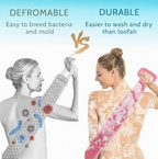 Infographic displaying benefits of using the silicone body scrubber.